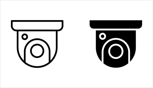CCTV camera icon set. Security cam on white background