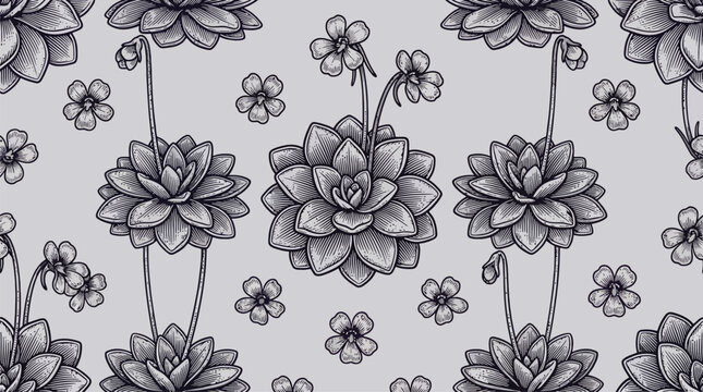 Delicate monochrome flowers with intricate petals.