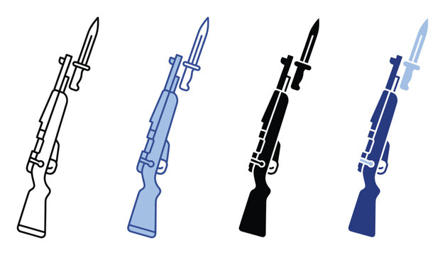 Firearm with bayonet attached, a graphic asset for military, history, and war concepts