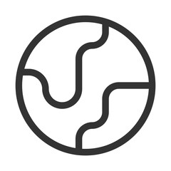 Fototapeta premium Earth planet pixel perfect linear ui icon. Website of business. Search for place on world map. GUI, UX design. Outline isolated user interface element for app and web. Editable stroke. Arial font used