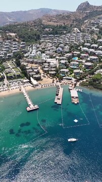 Aerial View of Luxury Villas and Coastal Resorts in Cesme Izmir Turkey