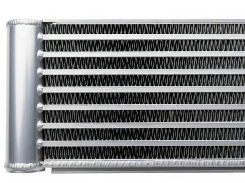 Close-up view of aluminum radiator
