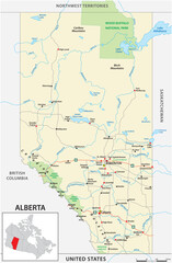 Naklejka premium Road map of the Canadian province of Alberta