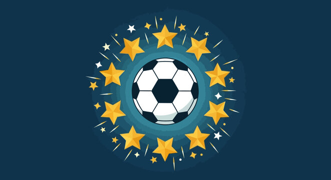 Soccer Ball with European Union Flag Emblem Design.