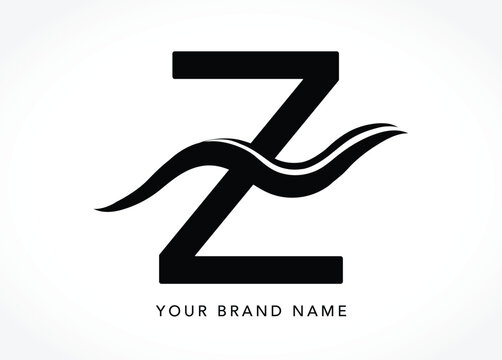 Z Monogram Letter Logo Design with Abstract Water Wave Lettermark Vector for Modern Luxury Business Branding