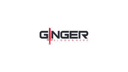 Obraz premium Ginger Gaming Logo Design with Sword Icon