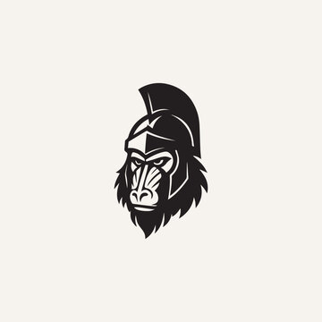 Spartan Helm Warrior Baboon Logo