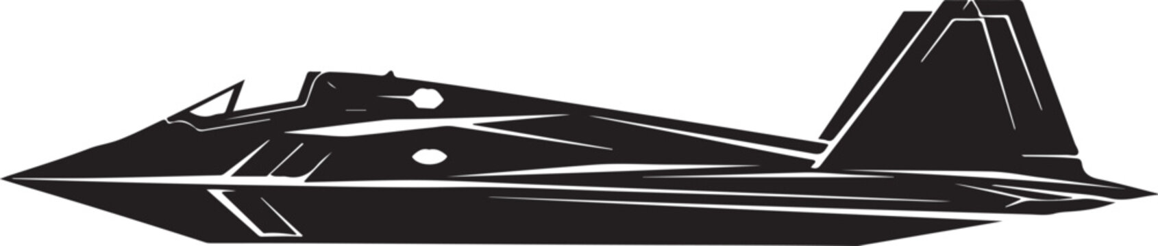 Sleek futuristic spaceship, black vector illustration, sci-fi aircraft, space shuttle