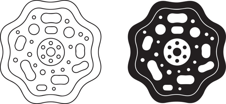Abstract circular shapes vector art, geometric pattern illustration, outline and solid fill versions.