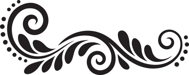 Fototapeta premium Elegant black ornamental swirl vector element perfect for invitations borders decorations and creative graphic accents.
