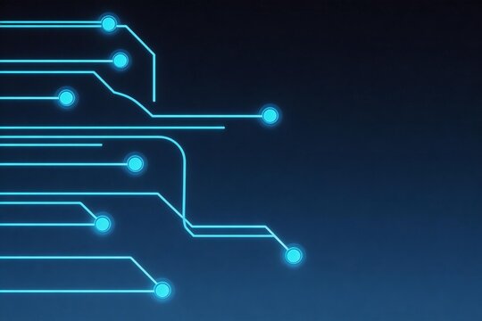 Blue glowing circuit lines on dark background