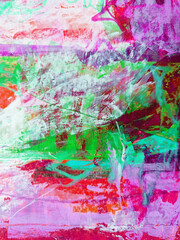 Obraz premium Colorful abstract painting features a dynamic explosion of layered acrylics, showcasing bold, textured brushstrokes and energetic movements