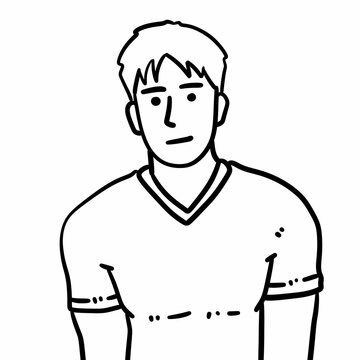 black and white of cute man cartoon for coloring