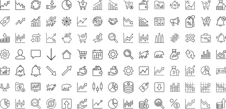 Diverse business and real estate finance icons for commercial property investment