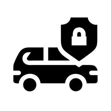 Secure car with shield lock protection icon Vector