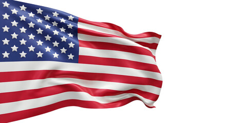 Obraz premium Waving American Flag 3D Render Isolated on White Background