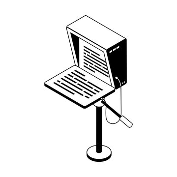 An isometric style illustration showing a teleprompter