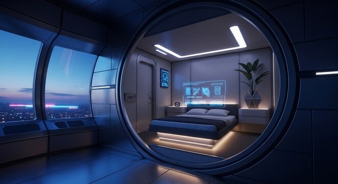 Gazing into the future: A serene sleeping pod within a sky-high haven.