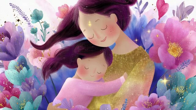 Mother and daughter hug,smile and laugh together. happy emotion reaction. Show love and care mother and daughter smiling embrace time together. Happy Mother's Day
