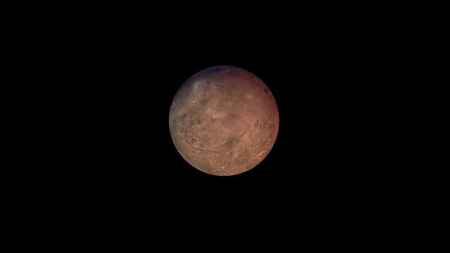  Planet mars with it moons Phobos. 3d illustration