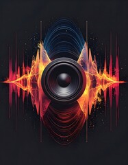 Vibrant Sound Wave Speaker Music Technology.