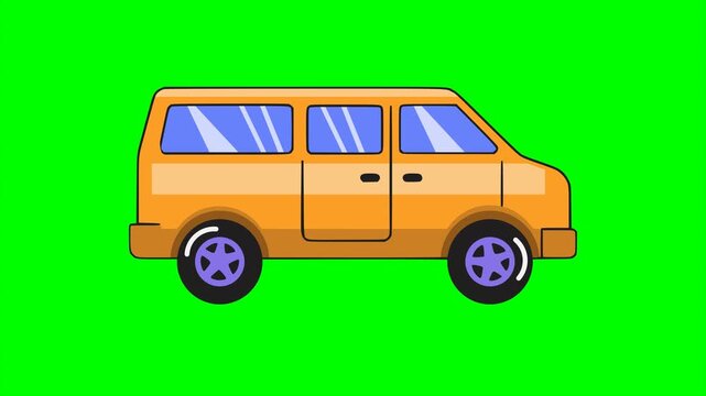 orange combi minivan vehicle travel holiday vacation animation HD 4K