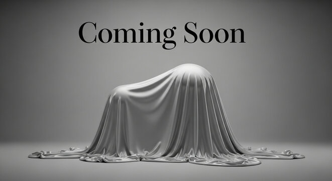 New product reveal, covered object, unveiling concept, coming soon announcement