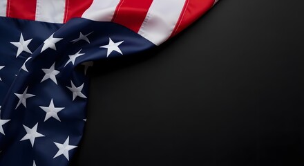 Fototapeta premium American flag draped over a black background