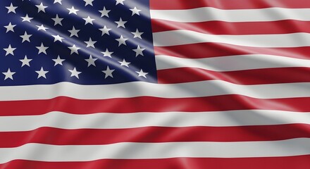 Fototapeta premium Waving american flag background, high quality texture of the united states of america national flag with ripples and folds