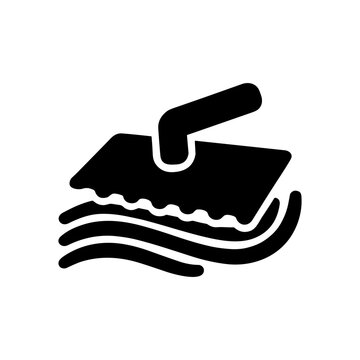 Plaster trowel wall finishing solid black icon vector illustration