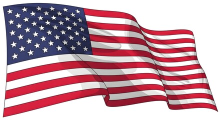 Obraz premium Waving american flag illustration with dynamic folds and realistic shadows