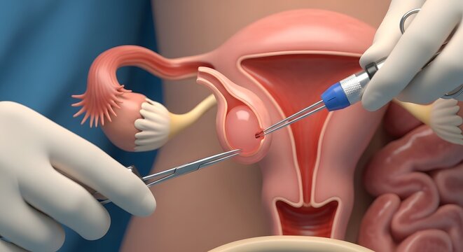 Ovarian Cyst Removal Laparoscopic Surgery Medical Illustration