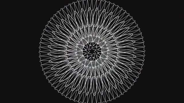 Premium 4K seamless loop of a Manipura Solar Plexus chakra spirograph blooming in a cinematic void with iridescent light. Ideal for VJ sets, trance visuals, meditation, and yoga studios.