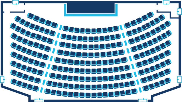 Auditorium Seating Plan Top View Vector Illustration for Event Management, Theater Booking & Conference Hall Interior Design (EPS)