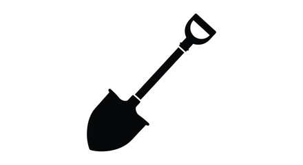 Black shovel silhouette on a white background isolated gardening tool silhouette high quality professional detailed modern © AsfiqurRahman