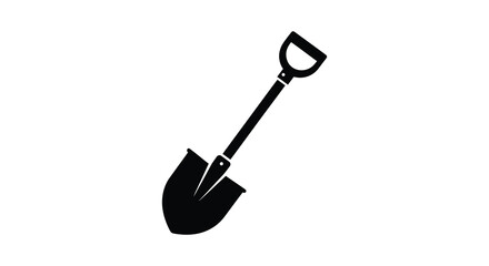 Black shovel silhouette on a white background gardening tool isolated illustration silhouette high quality professional detailed © AsfiqurRahman