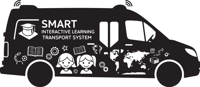 Smart school bus, interactive learning transport, educational vehicle, kids education