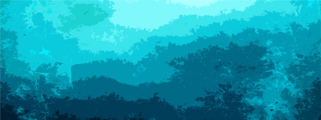 Abstract blue forest landscape vector, layered turquoise jungle silhouette background, misty teal woodland scenery for web banners © Sanatçi