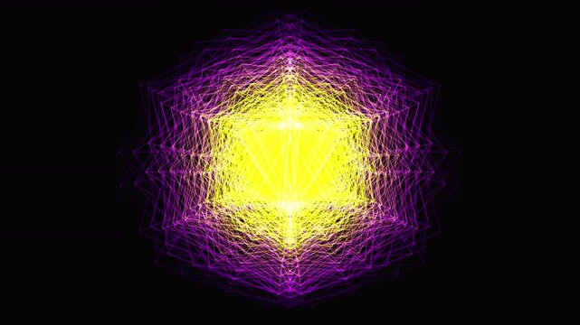Premium 4K seamless loop of Sahasrara Crown Chakra recursive icosahedron sacred geometry expanding in a cinematic void. Ideal for VJ sets, trance visuals, meditation, and yoga studios.
