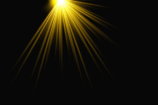Golden light effect burst dramatic rays for visual effects and graphic design