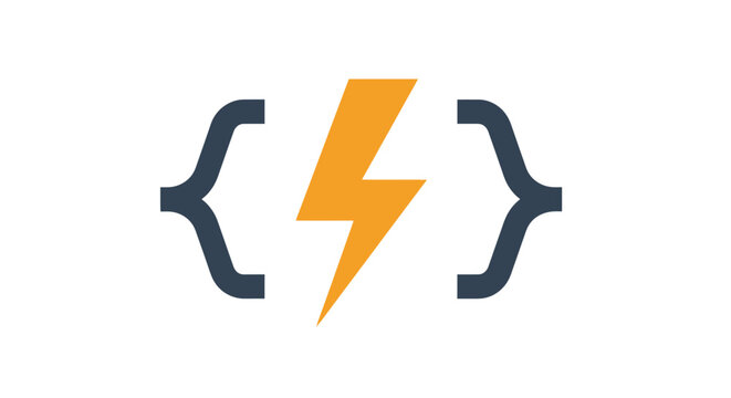 Programming code lightning bolt icon.
