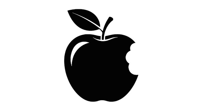 Black silhouette of bitten apple logo.
