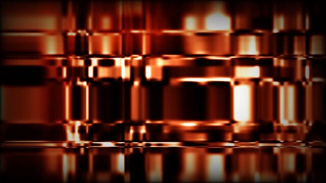 Abstract golden copper digital background with shimmering bronze vertical and horizontal lines, metallic luster, glitch effects, and liquid metal texture for futuristic design and titles