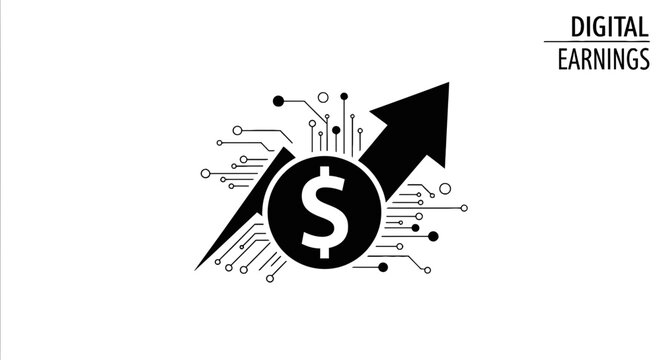 Digital Earnings Money Growth Concept.