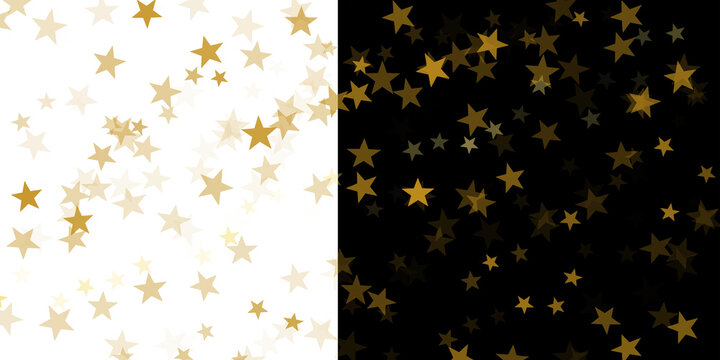 Bronze and gold stars scattered on split dark transparent background