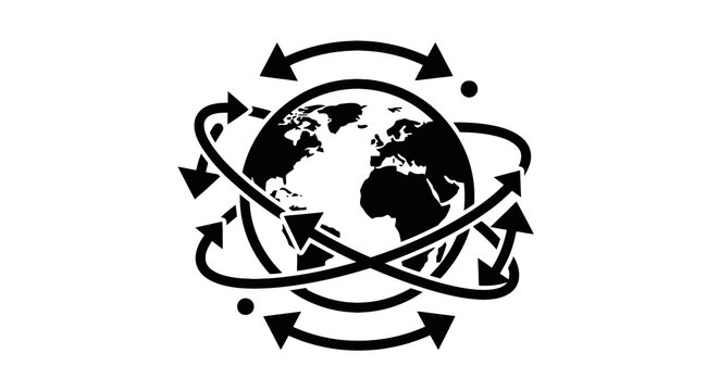 Black and white earth globe icon.