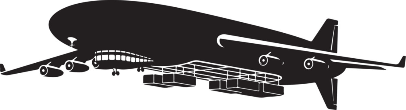 Airship, Blimp, Zeppelin, Vector Aircraft, Black Silhouette
