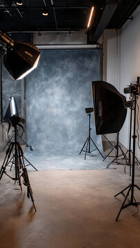 Professional photography studio setup with lighting equipment