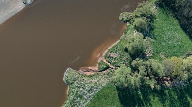Elbe bei Wittenberg. Vogelperspektive. 
