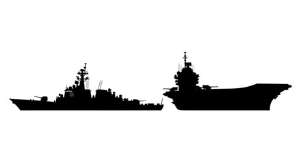 Warship silhouette on white background naval vessel profile © Kobita
